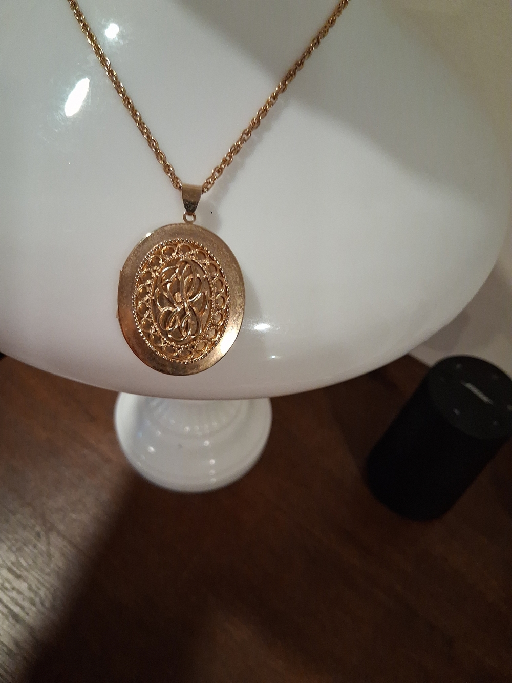 Gold-Tone Oval Monogram Pendant Necklace  Locket